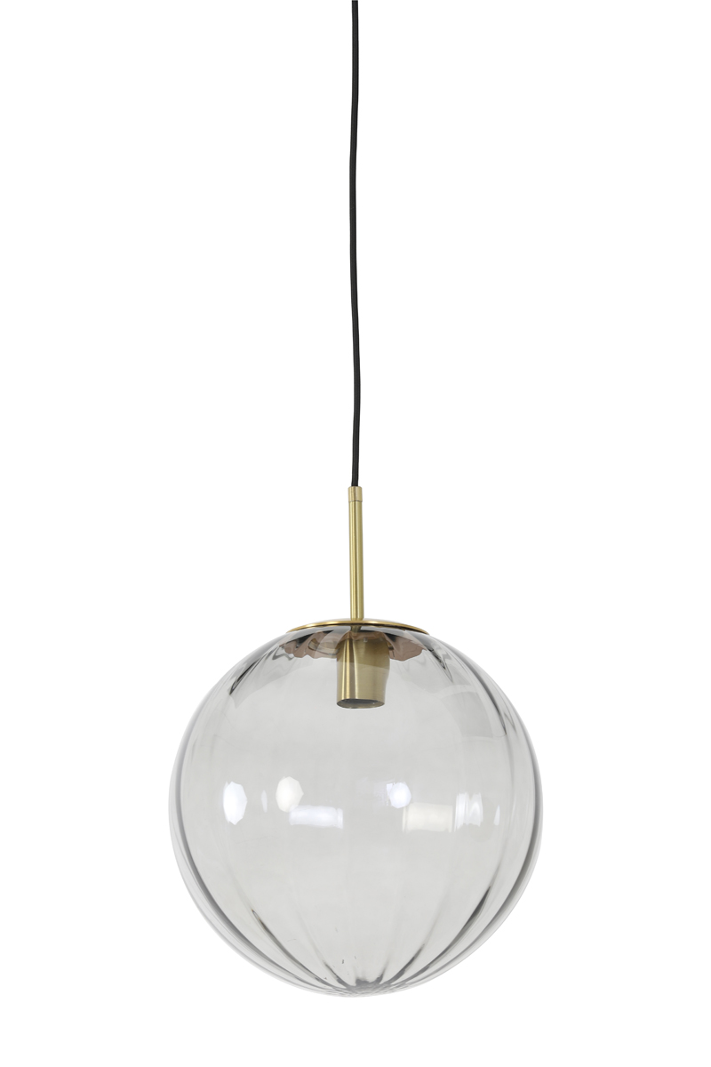 Hanging lamp Ø30 cm MAGDALA glass light grey+gold