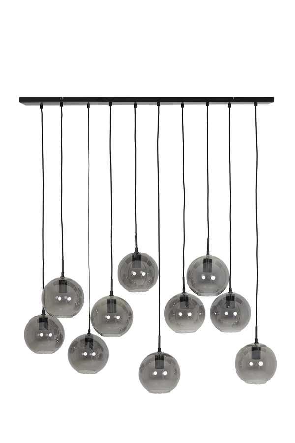 Hanging lamp 10L 124x35x120 cm SUBAR matt black+smoked glass