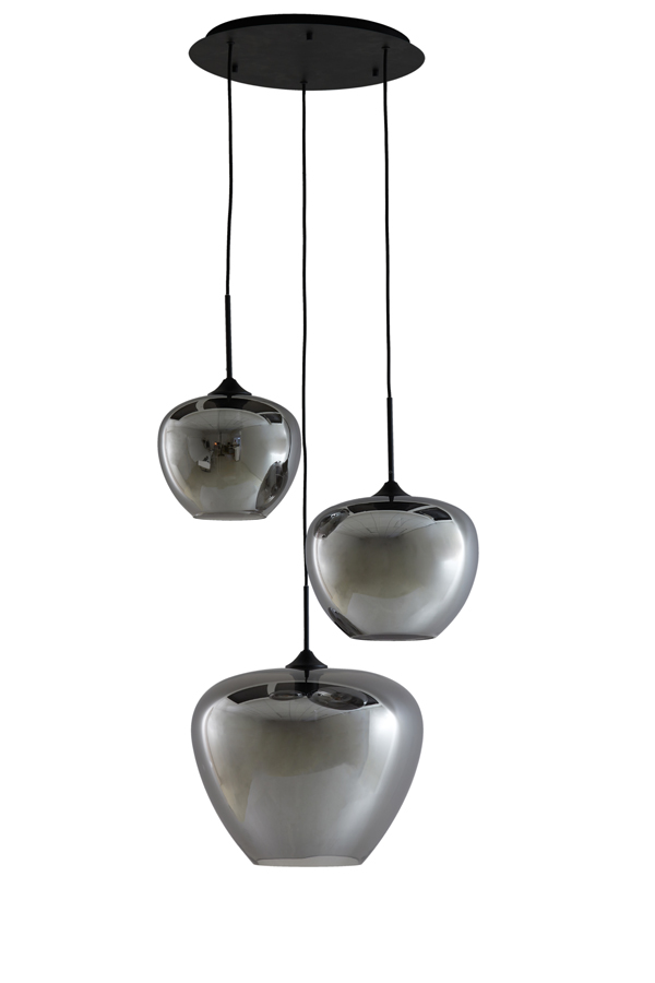 Hanging lamp 3L Ø40x160 cm MAYSON glass smoked+matt black