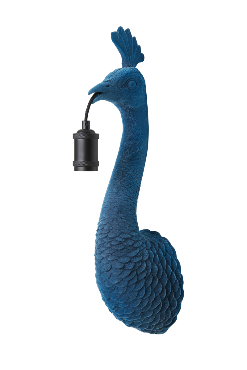 Wall lamp 16x15,5x58 cm PEACOCK velvet blue