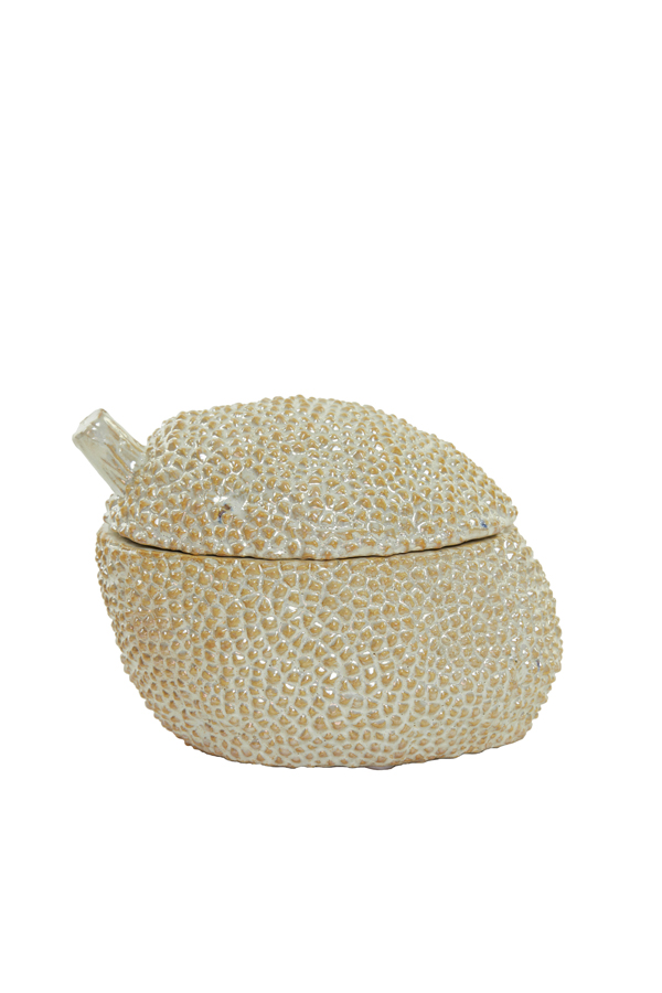 Deco box 20x14,5x13 cm DURIO ceramics white pearl