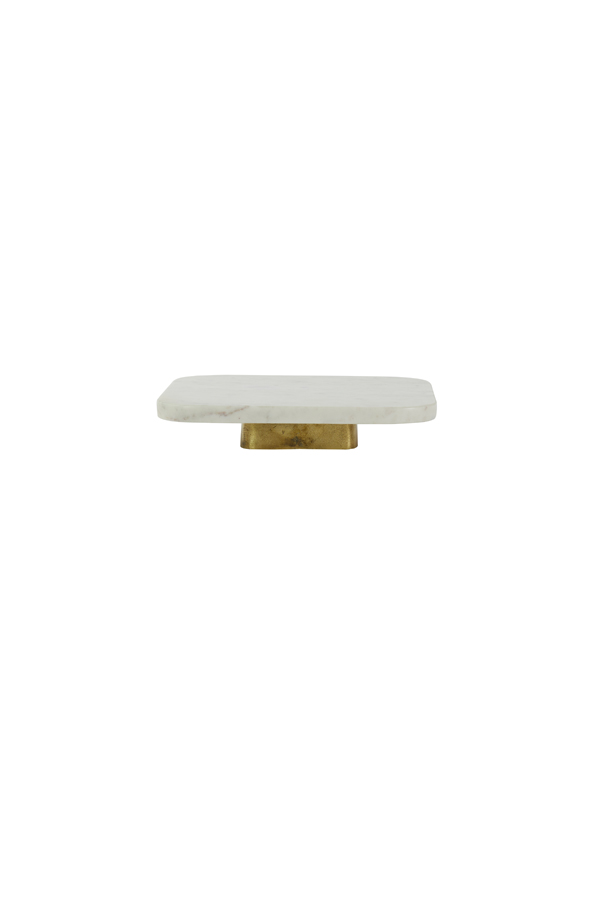 Dish on base 25x25x4,5 cm LABADE marble white-antique bronze