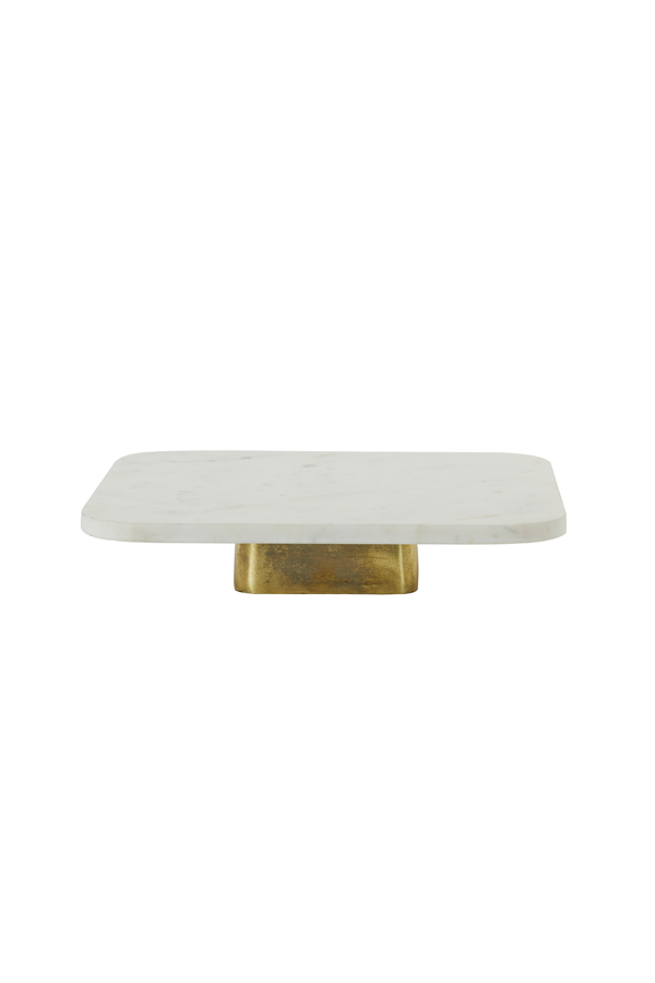 Dish on base 33x33x6,5 cm LABADE marble white-antique bronze