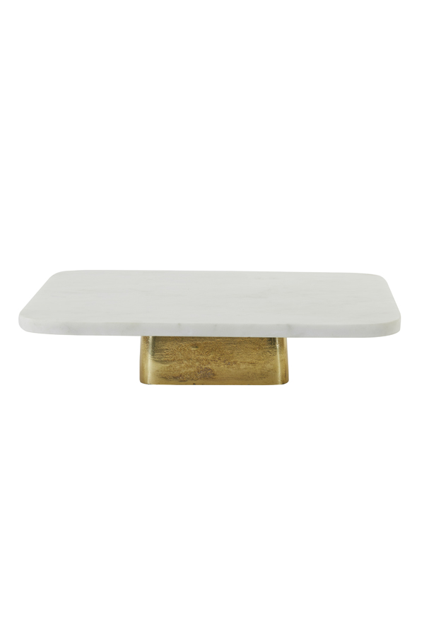 Dish on base 40x40x8,5 cm LABADE marble white-antique bronze