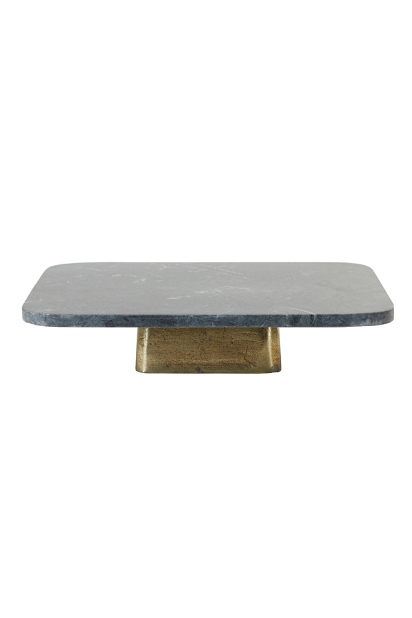 Dish on base 40x40x8,5 cm LABADE marble green-antique bronze