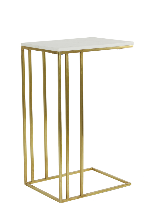 Side table 41x31x66 cm ROSHAN white marble+antique bronze