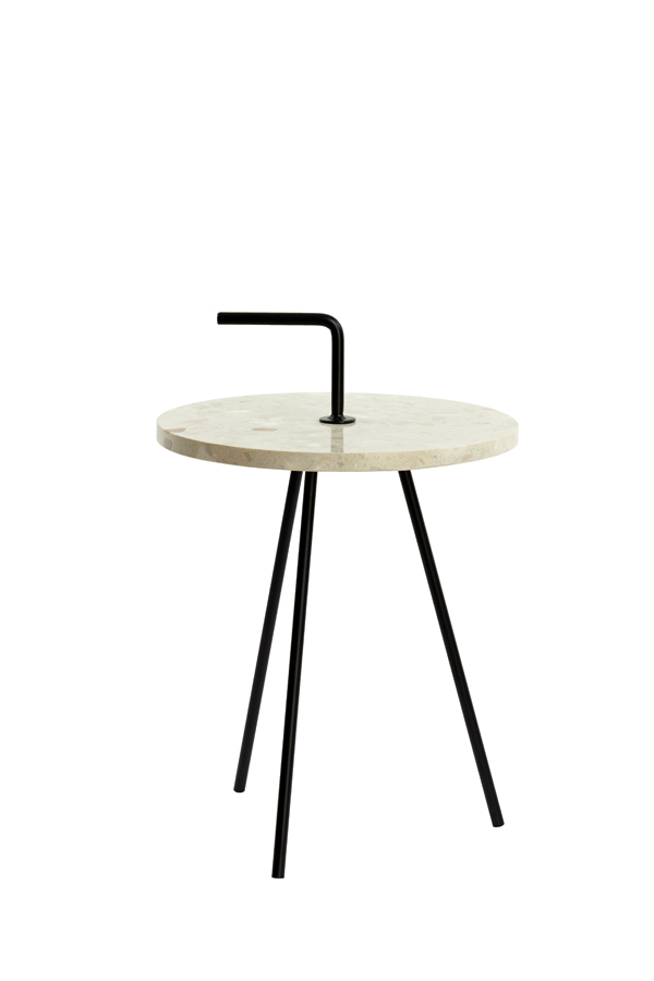 Side table Ø37x55 cm JOBITO terrazzo cream+matt black