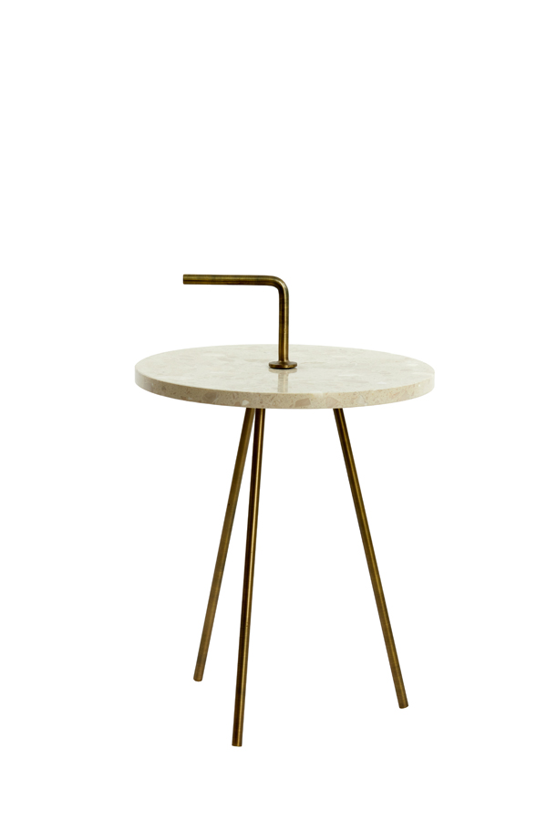 Side table Ø37x55 cm JOBITO terrazzo cream+antique bronze