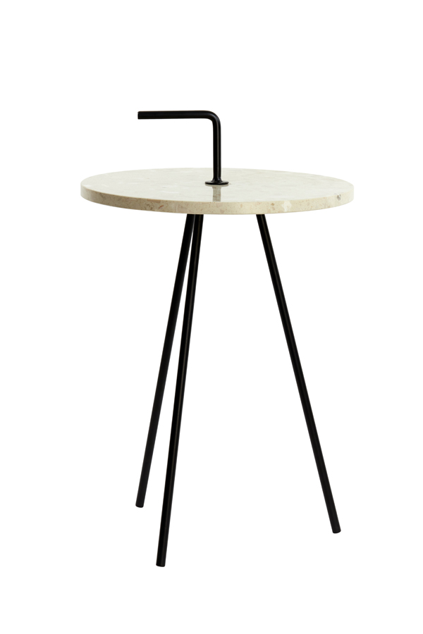 Side table Ø42x68 cm JOBITO terrazzo cream+matt black