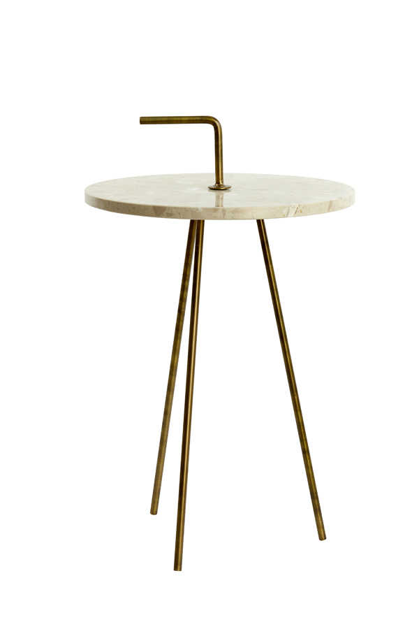 Side table Ø42x68 cm JOBITO terrazzo cream+antique bronze