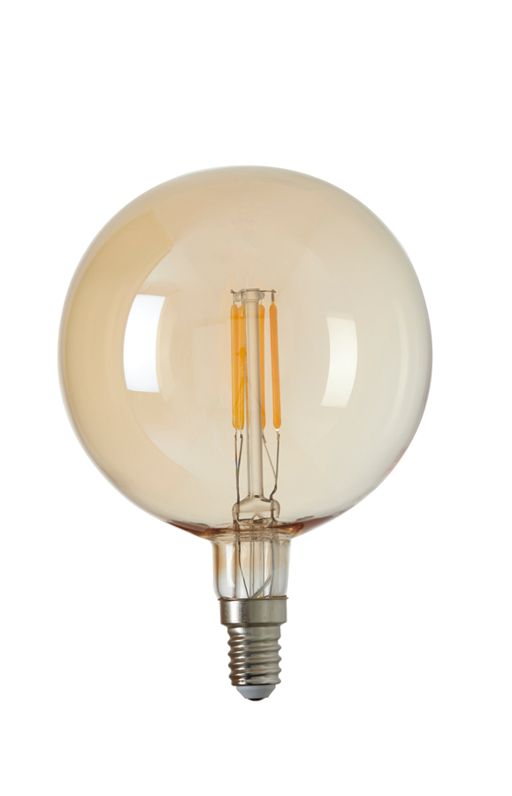 LED globe Ø9,5 cm LIGHT 4W amber E14