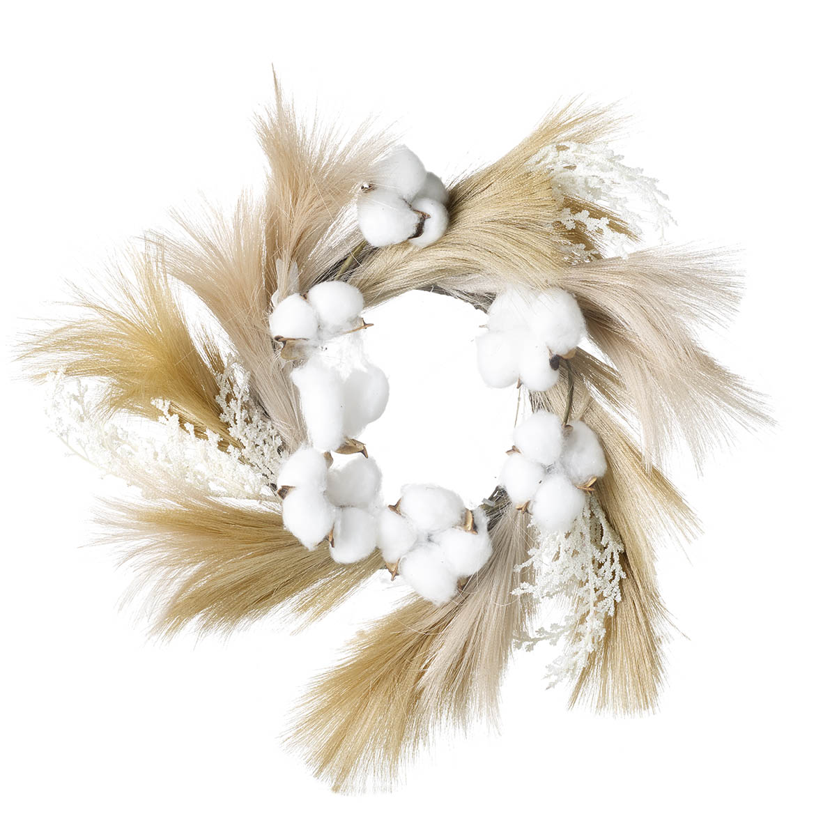 Wreath 40x8x40 cm FLUFFY WITH COTTON honey