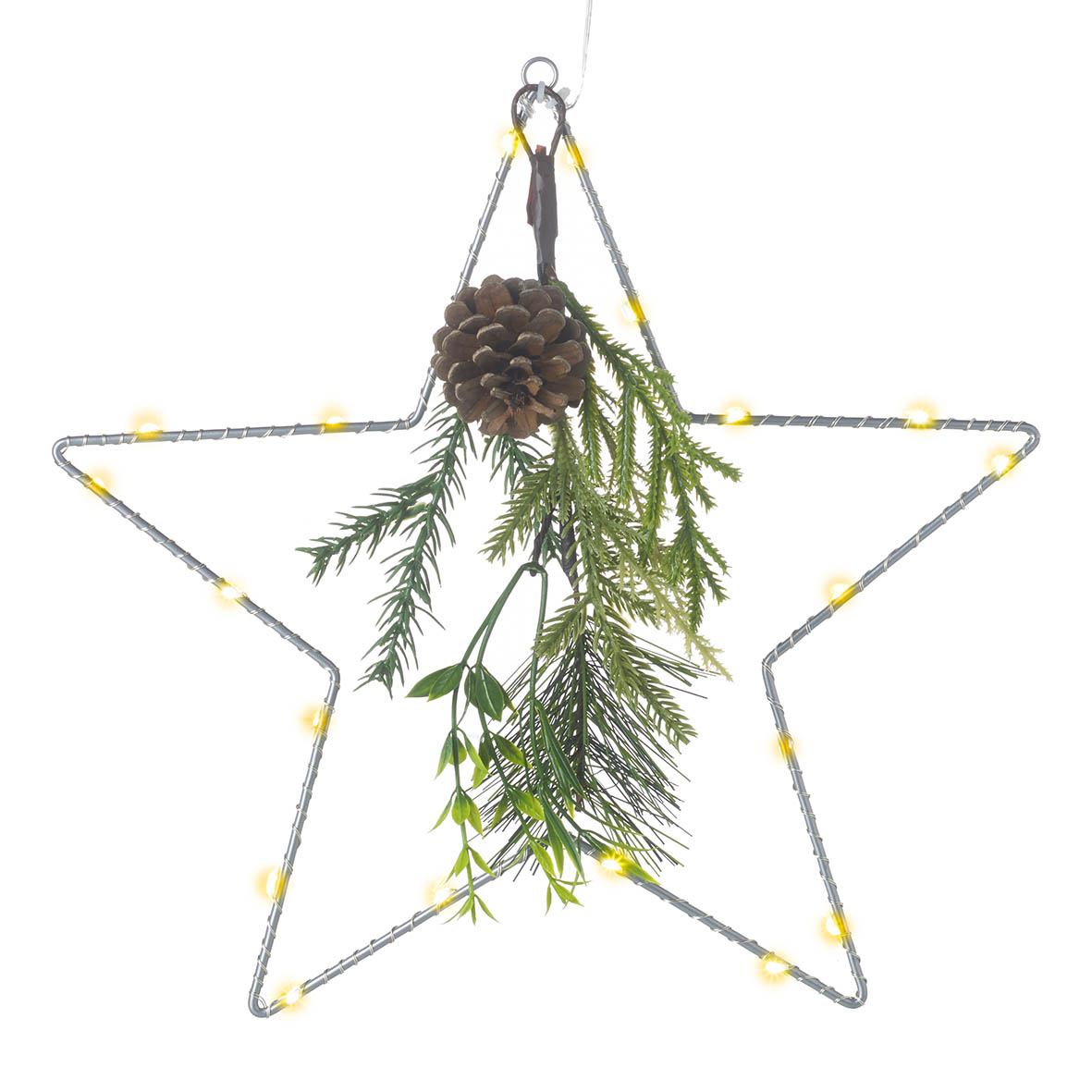 Ornament hanging 30x10x30 cm LED STAR green
