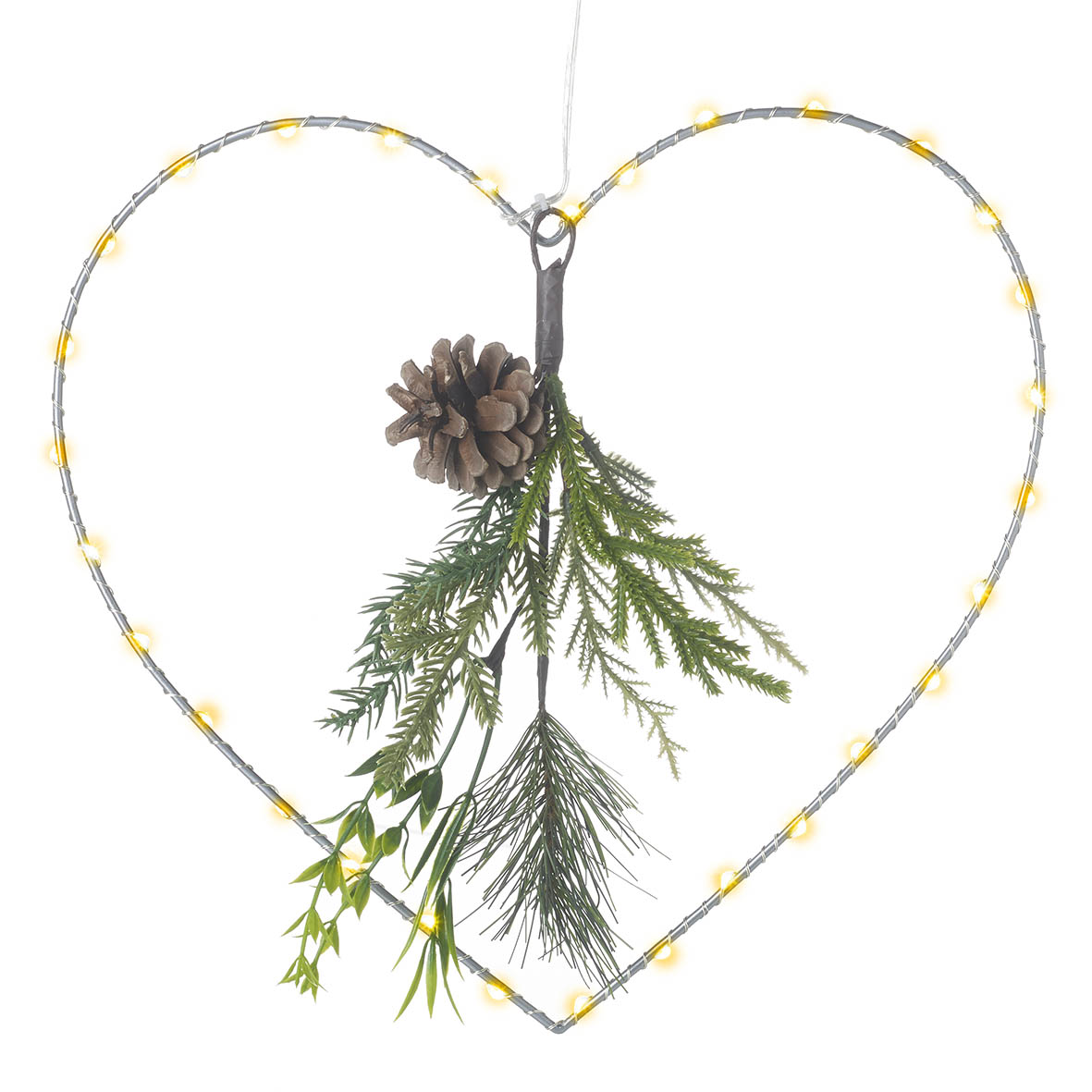 Ornament hanging 30x10x30 cm LED HEART green