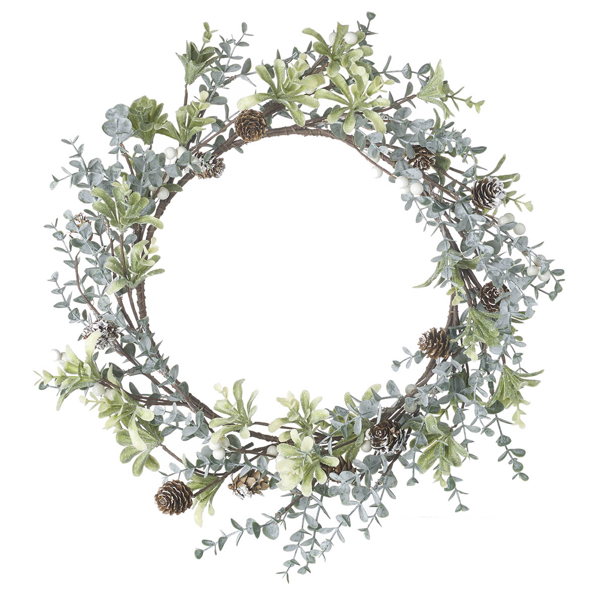 Wreath 40,5x6x40,5 cm EUCALYPTUS CONES green