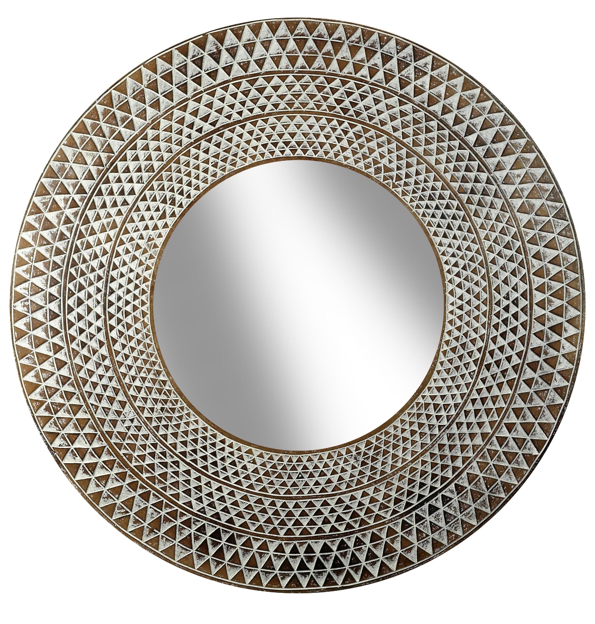 MIRROR CARVED WOOD D800MM BRN/CREAM