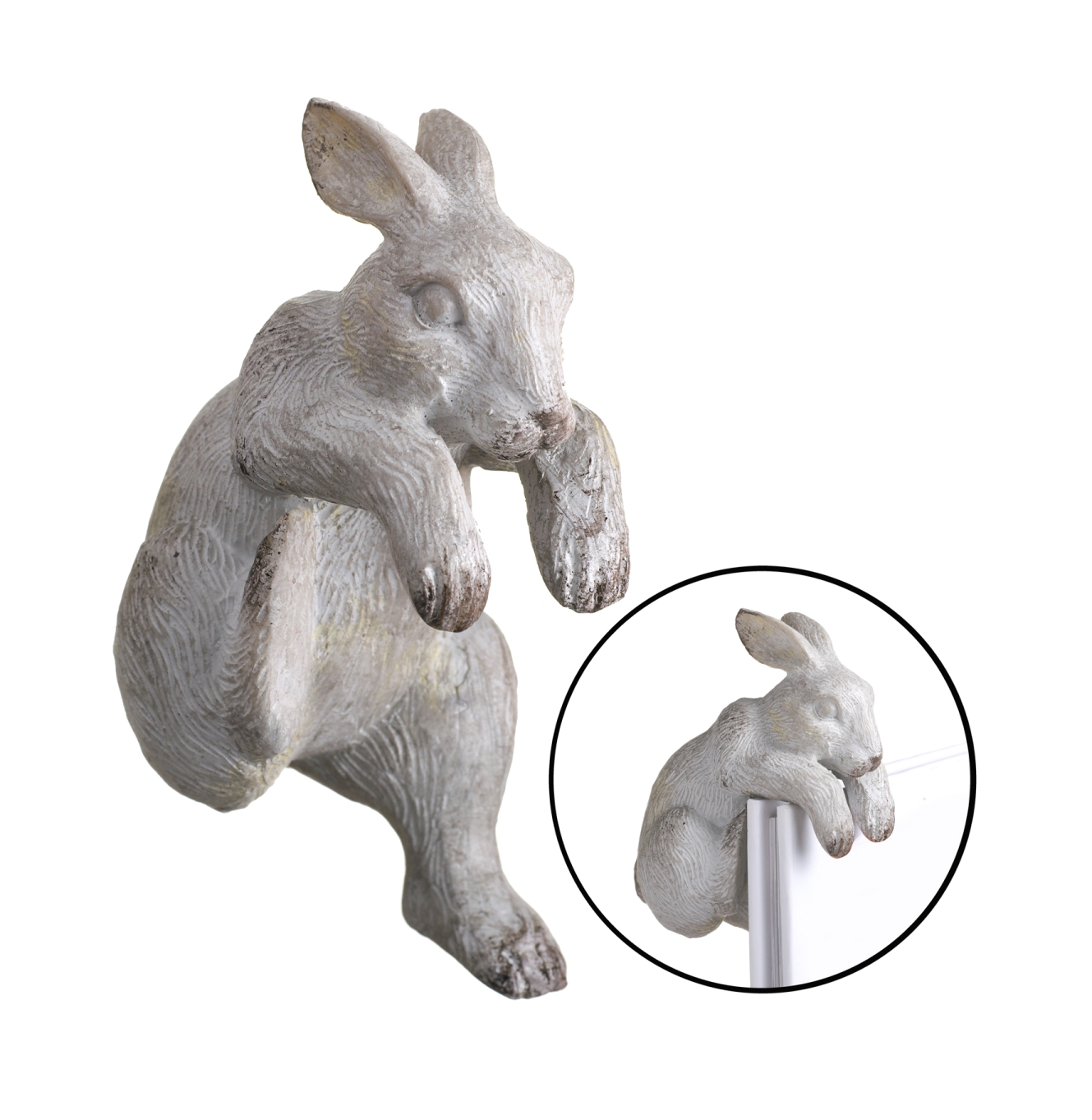 POTHANGER RABBIT H80XW50XD65MM LT GRY
