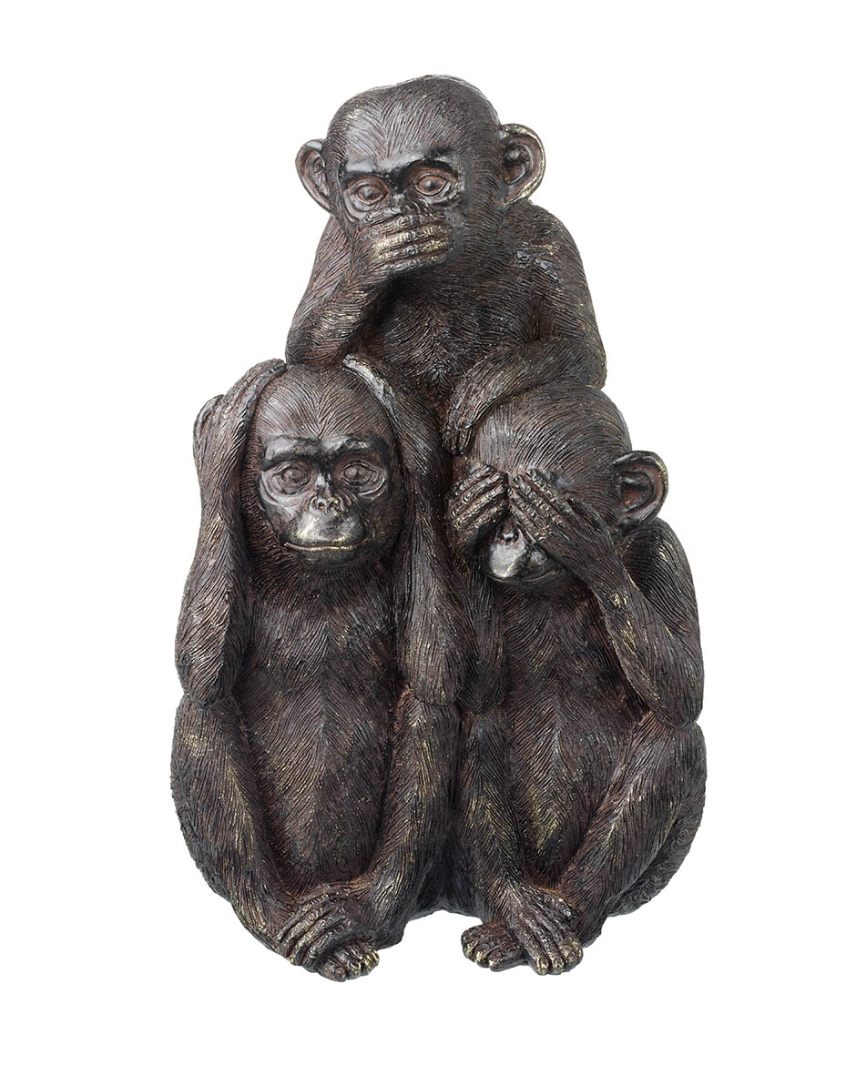 MONKEYS NO EVIL H320X190X125MM BLK/GOLD