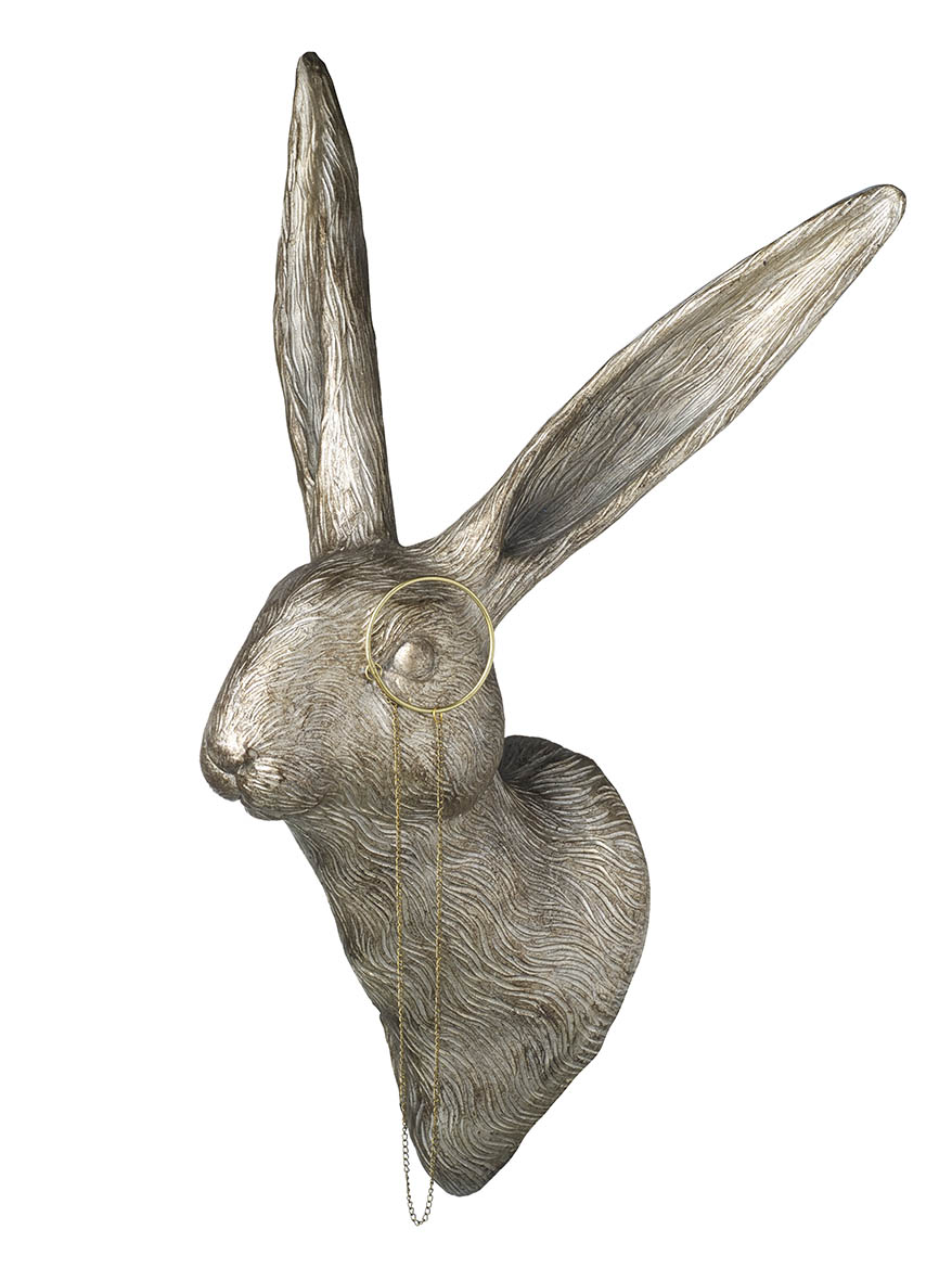 WALL ART HARE W/MONOCLE H430X180MM GOLD