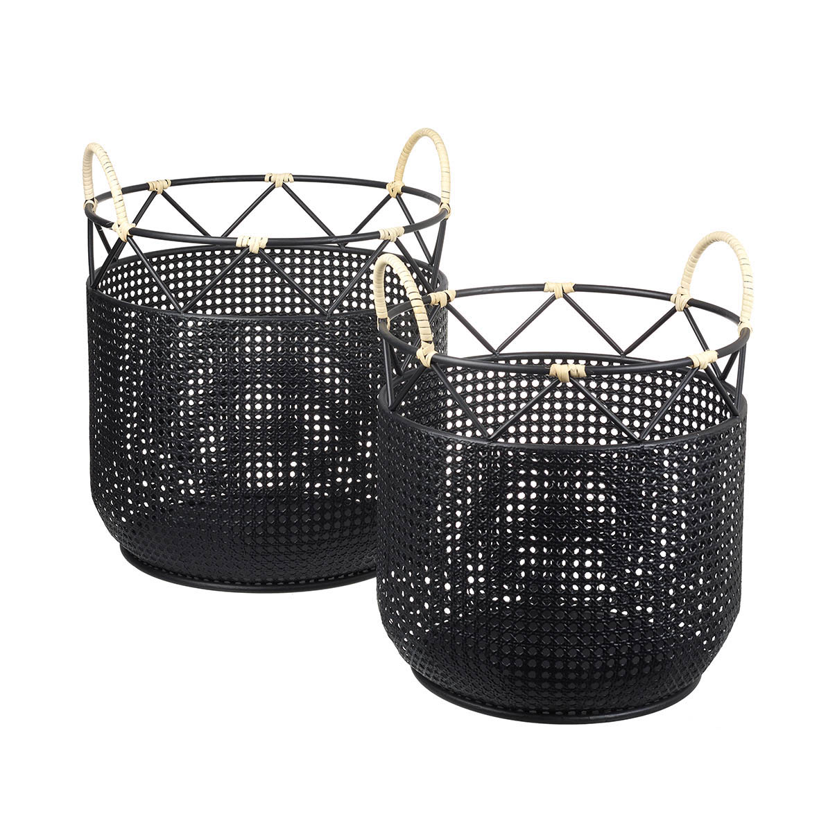 Basket S/2 40x40x47,5 cm KINGSLEY black-natural