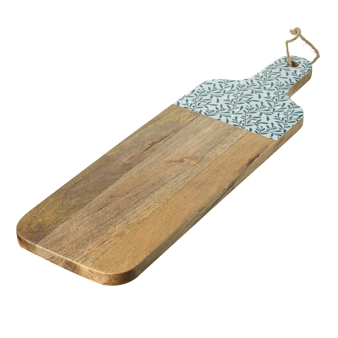 Chopping board 52x15x2 cm MISTLETOE wood white green