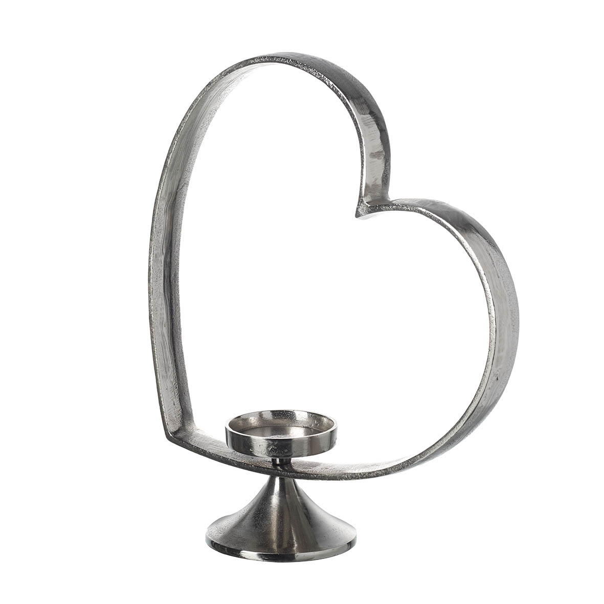 Candle Holder 34x12x38 cm HEART silver aluminium