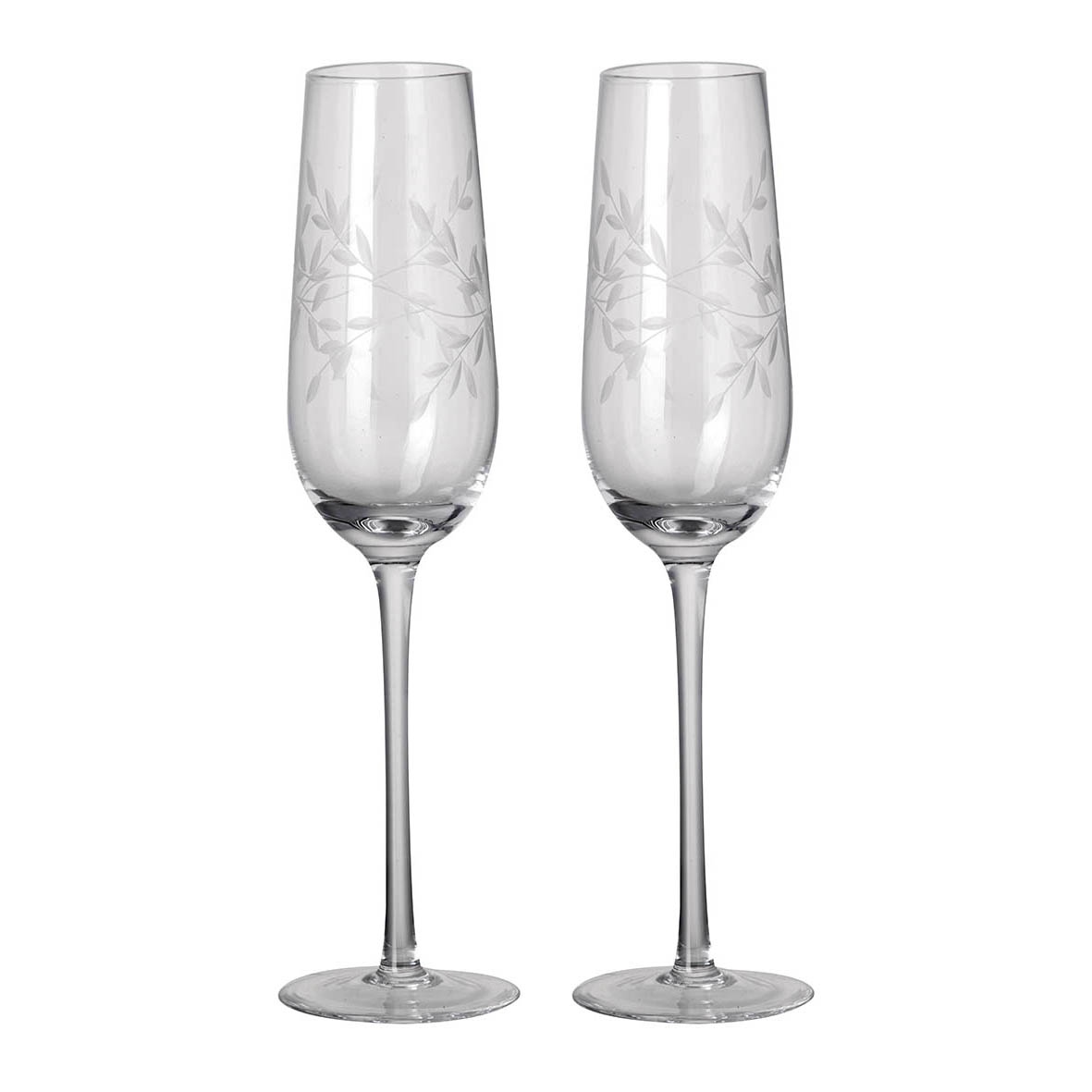 Champagne flutes S/2 7x7x26,5 cm LAUREL clear glass