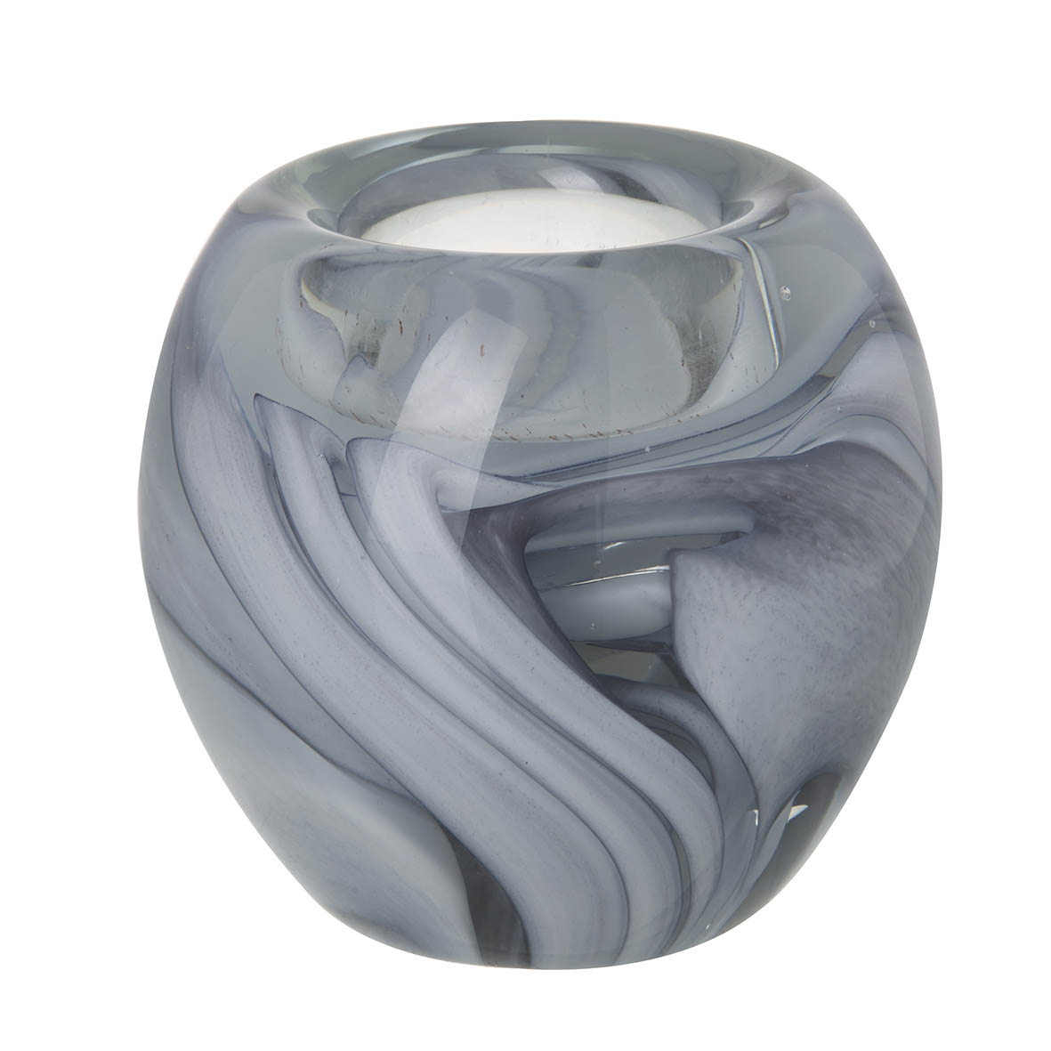 Tealight holder Ø8x8 cm WAVE white/grey