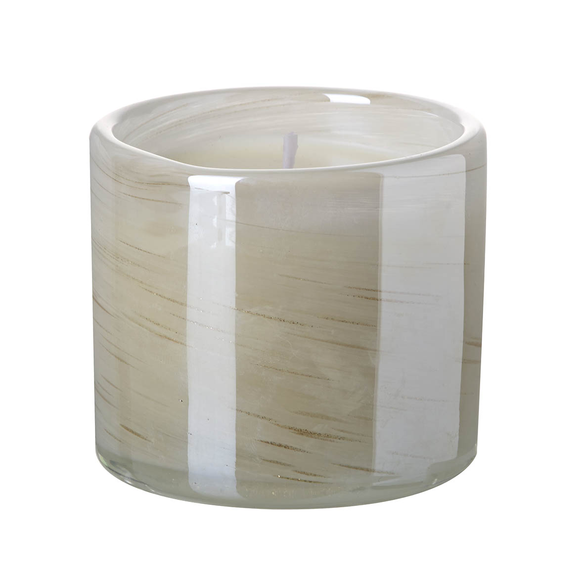 Votive with wax 9x9x9 cm LANGHAM white/gold