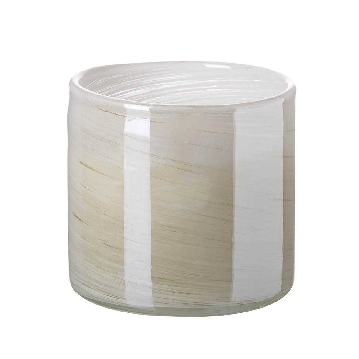 Votive with wax 12x12x12 cm LANGHAM white/gold