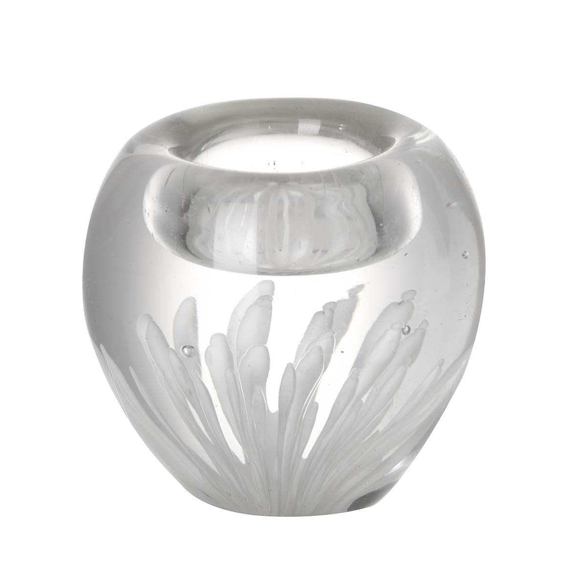 Tealight holder Ø8x8 cm FLOWER white