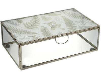 Deco box 24x15x8 cm FERN green/clear glass