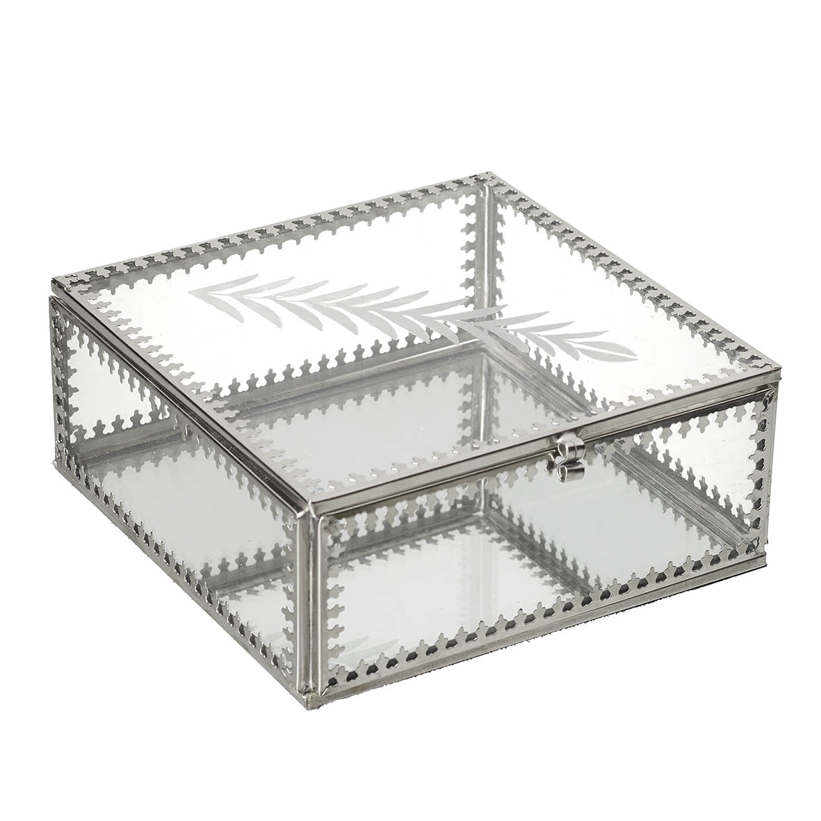 Box 13x13x4,5 cm FERN clear glass