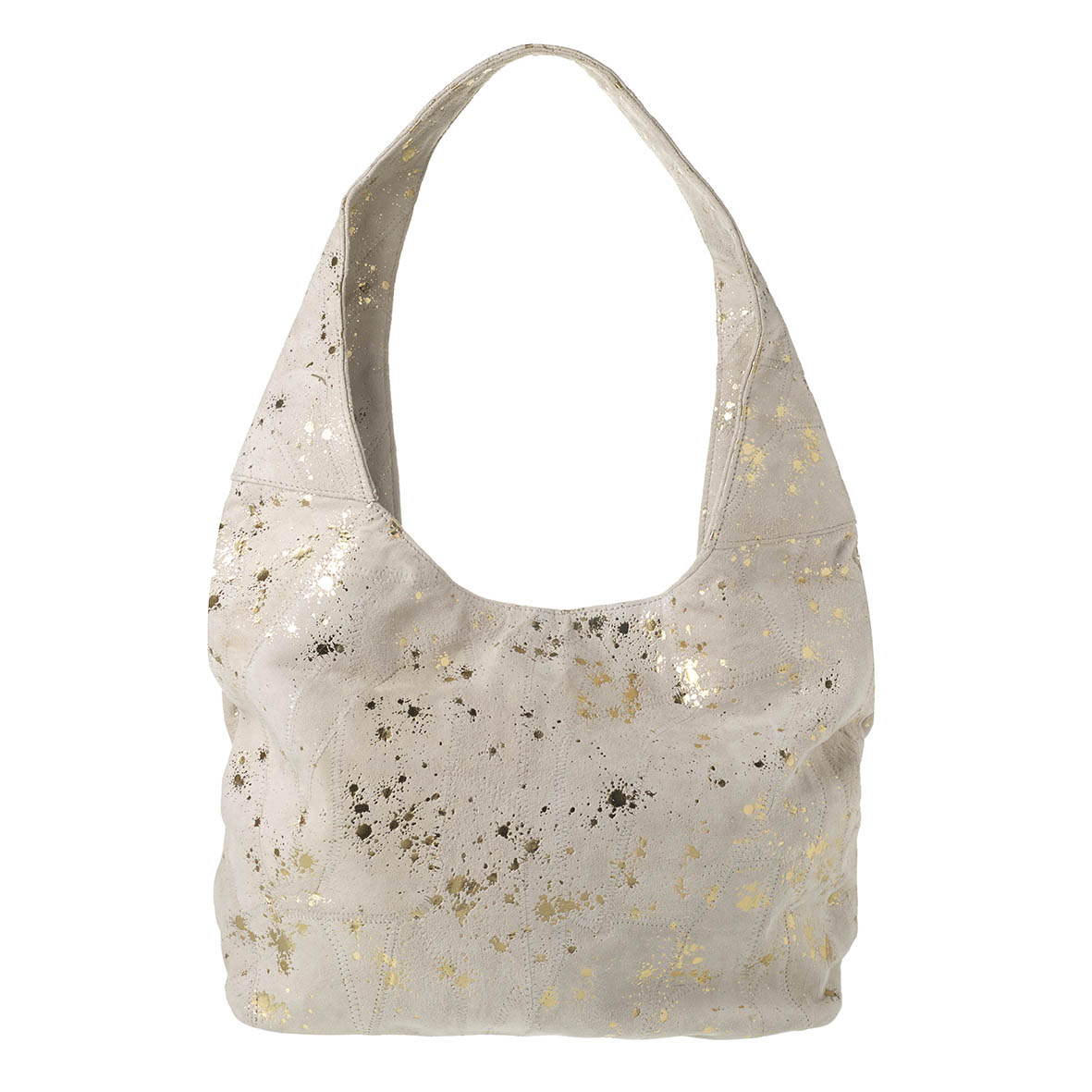 Handbag 44x13x28 cm SPLATTER gold/white suede
