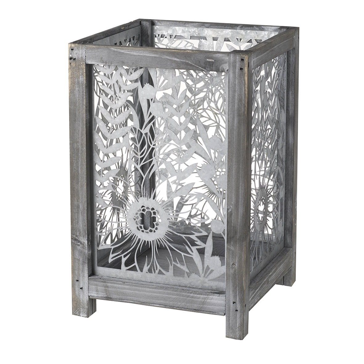 Lantern 24,5x24,5x38 cm MEADOW grey metal/wood