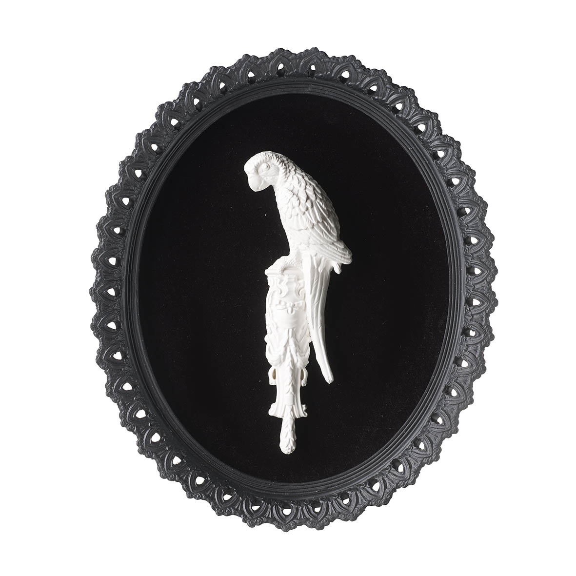 Wall art 24,5x3,5x29,5 cm PARROT white/black