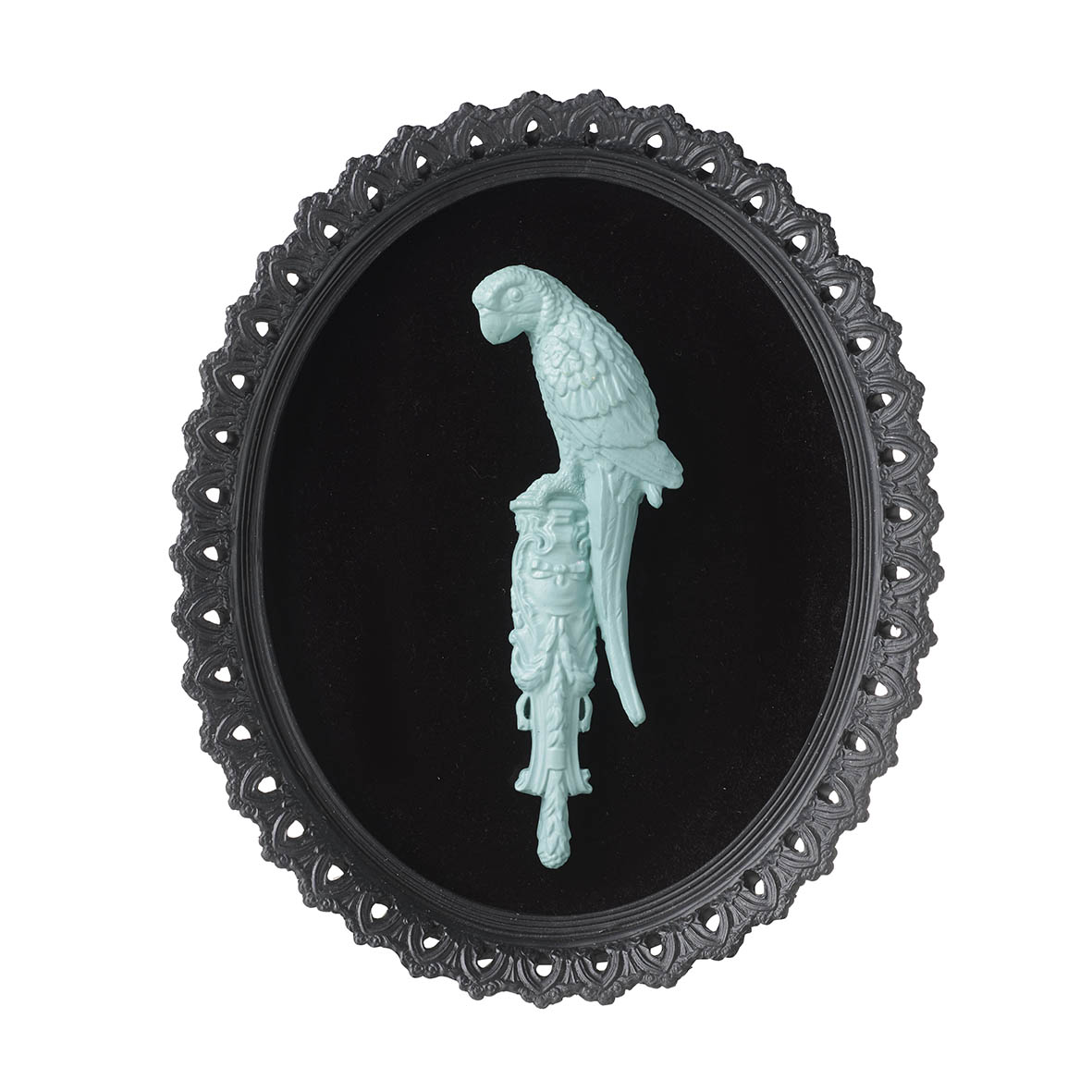 Wall art 24,5x3,5x29,5 cm PARROT teal/black