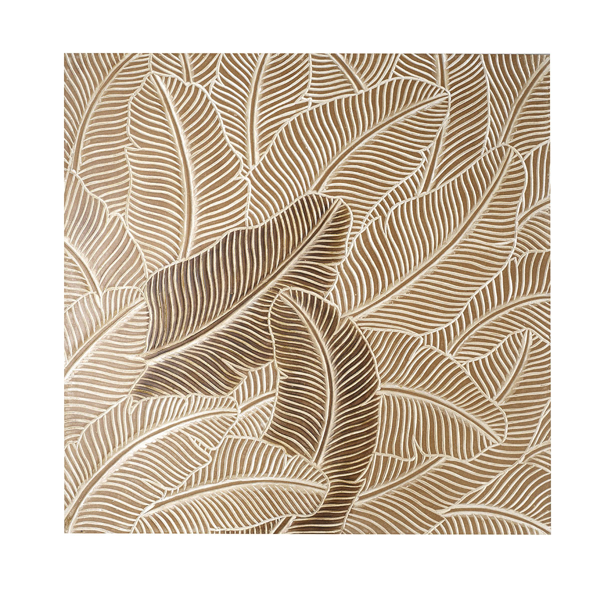 Wall art 80x4x80 cm LEAF CARVING natural wood