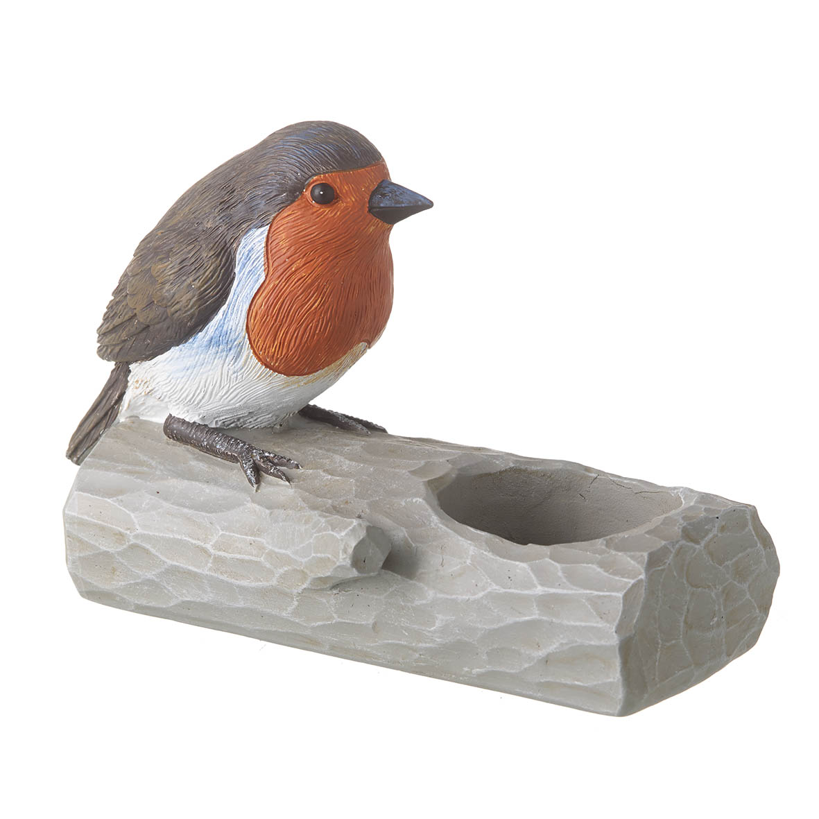 Tealight holder 14x7,5x10 cm ROBIN red/brown