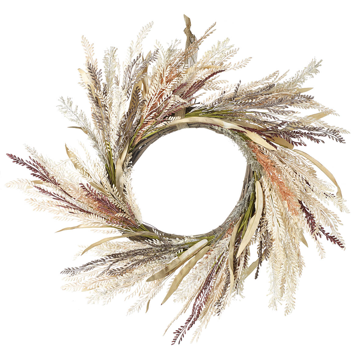 Ornament Ø56x6 cm WILD GRASS ivory-redbrown-green