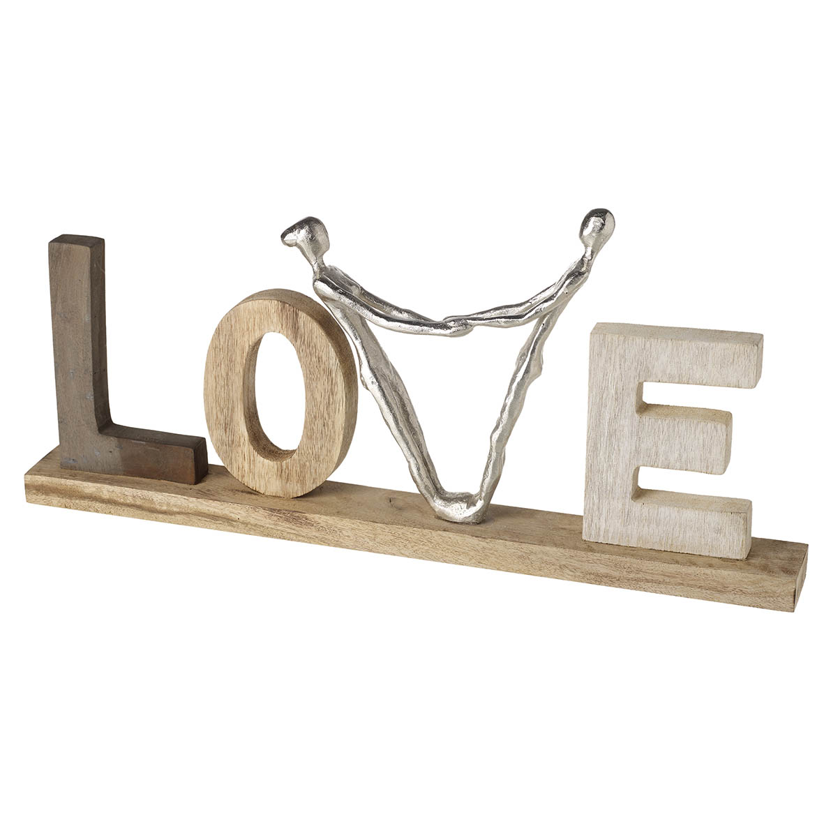 Ornament 57x6,5x25,5 cm COUPLE IN LOVE SIGN natural silver