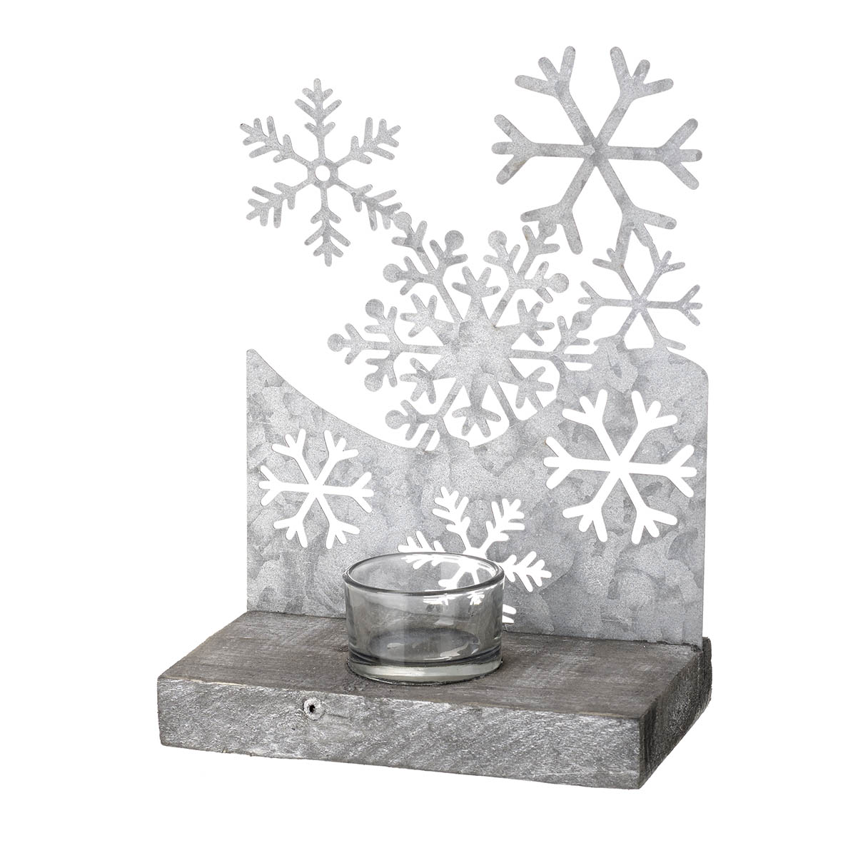 Tealight holder 16x9x22 cm SNOWFLAKE grey