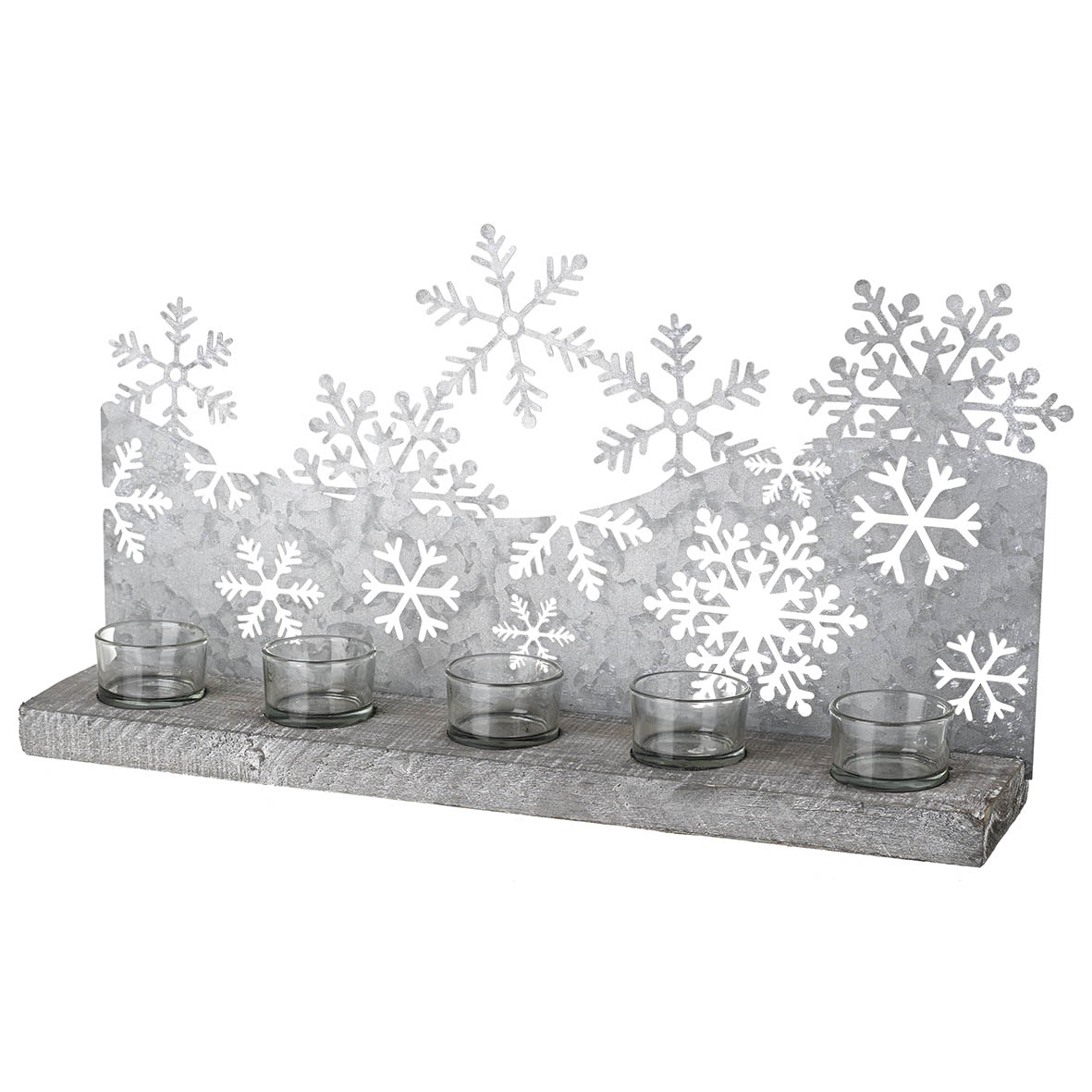 Tealight holder 5L 45x9x25 cm SNOWFLAKE grey