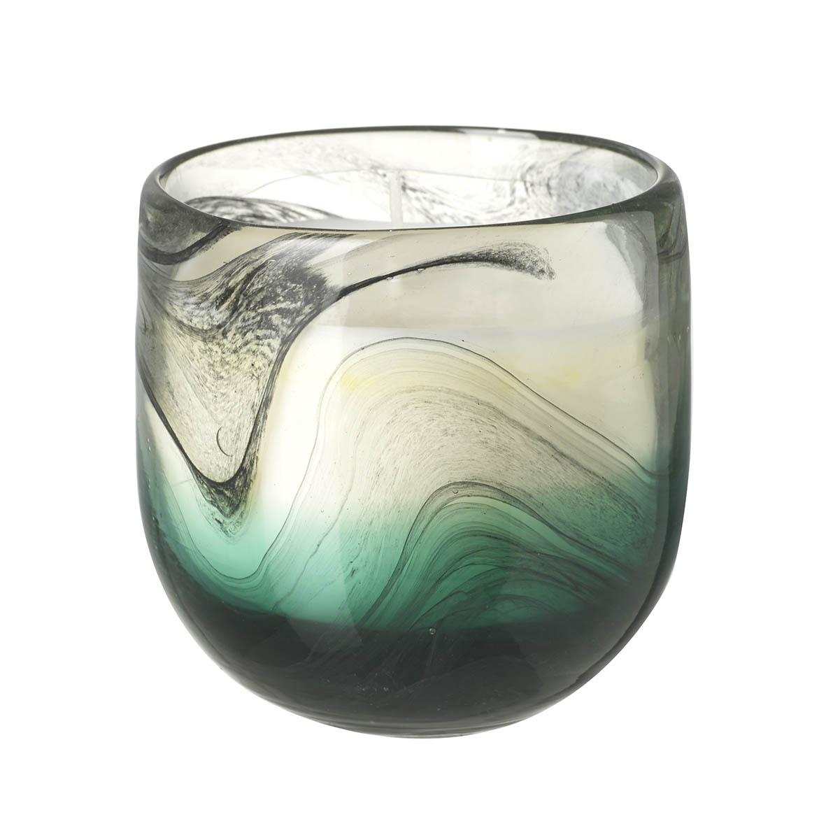 Wax filled votive 9x9x9 cm OASIS glass green black