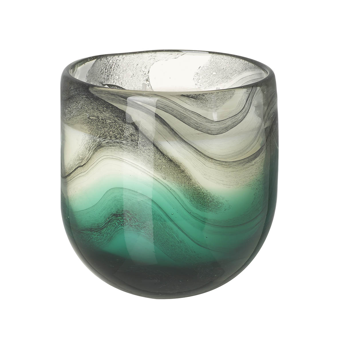 Wax filled votive 12x12x12 cm OASIS glass green black