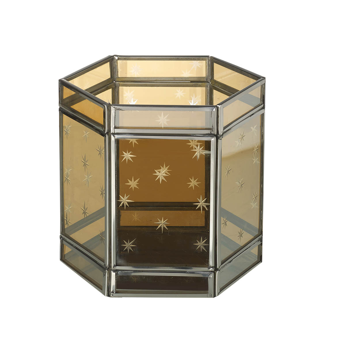 Tealight holder 15x15x15 cm ALENKA STAR glass amber