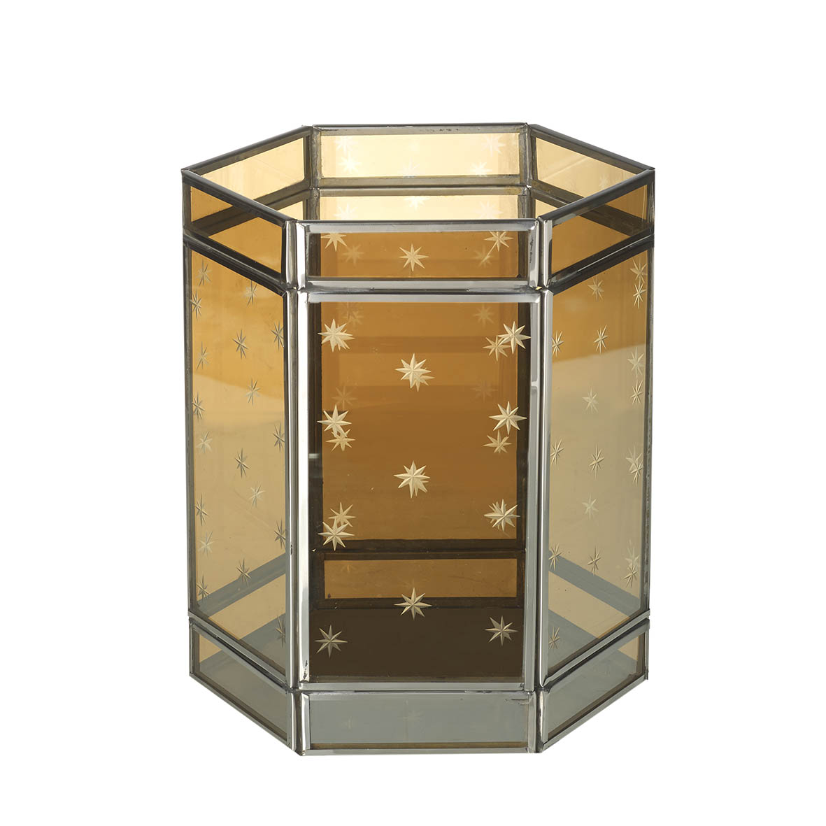 Tealight holder 17x17x20 cm ALENKA STAR glass amber