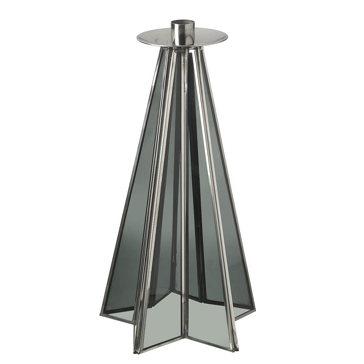 Candle holder 16x16x30 cm SOFIA STAR glass smoked