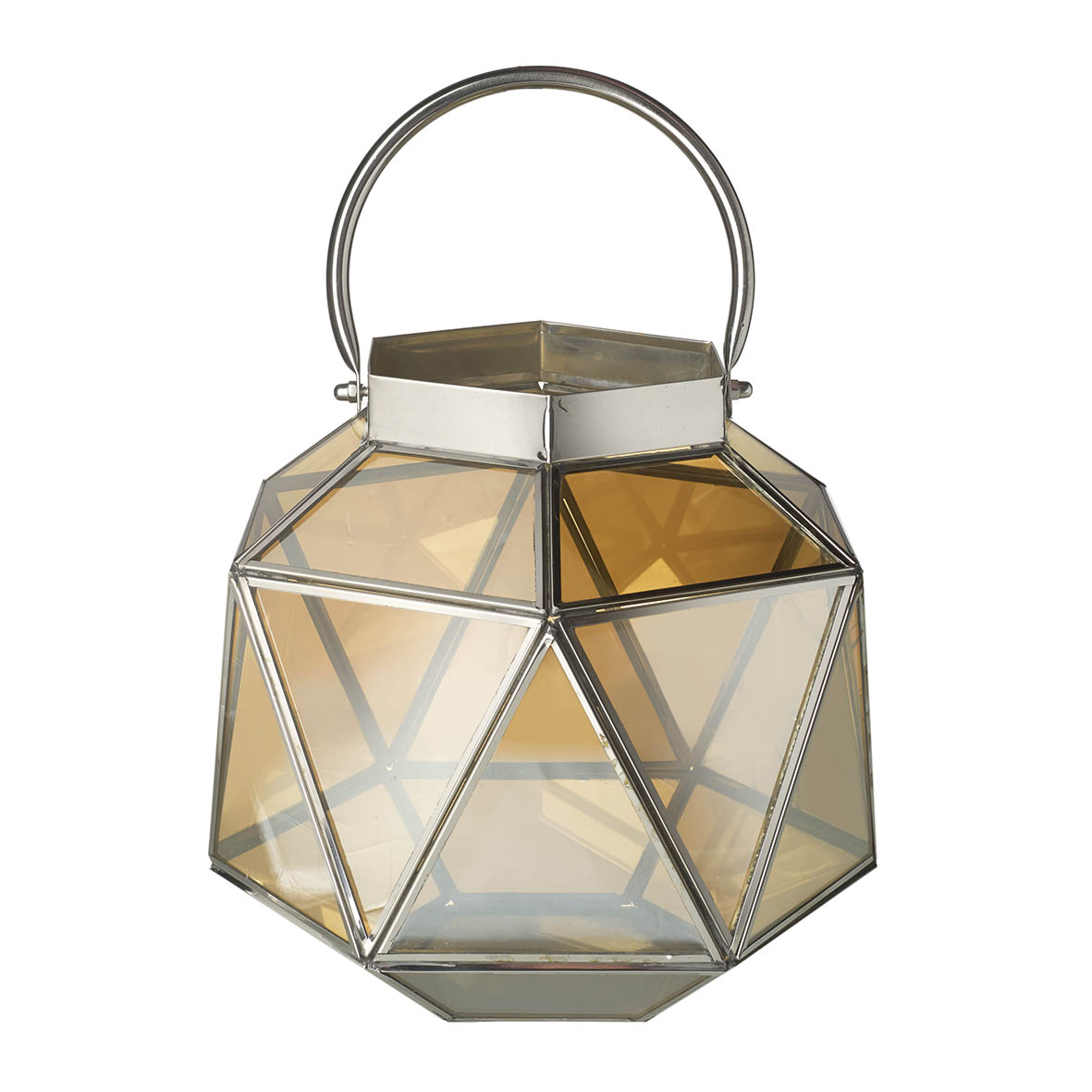 Lantern 25x25x25 cm ESME glass amber lustre