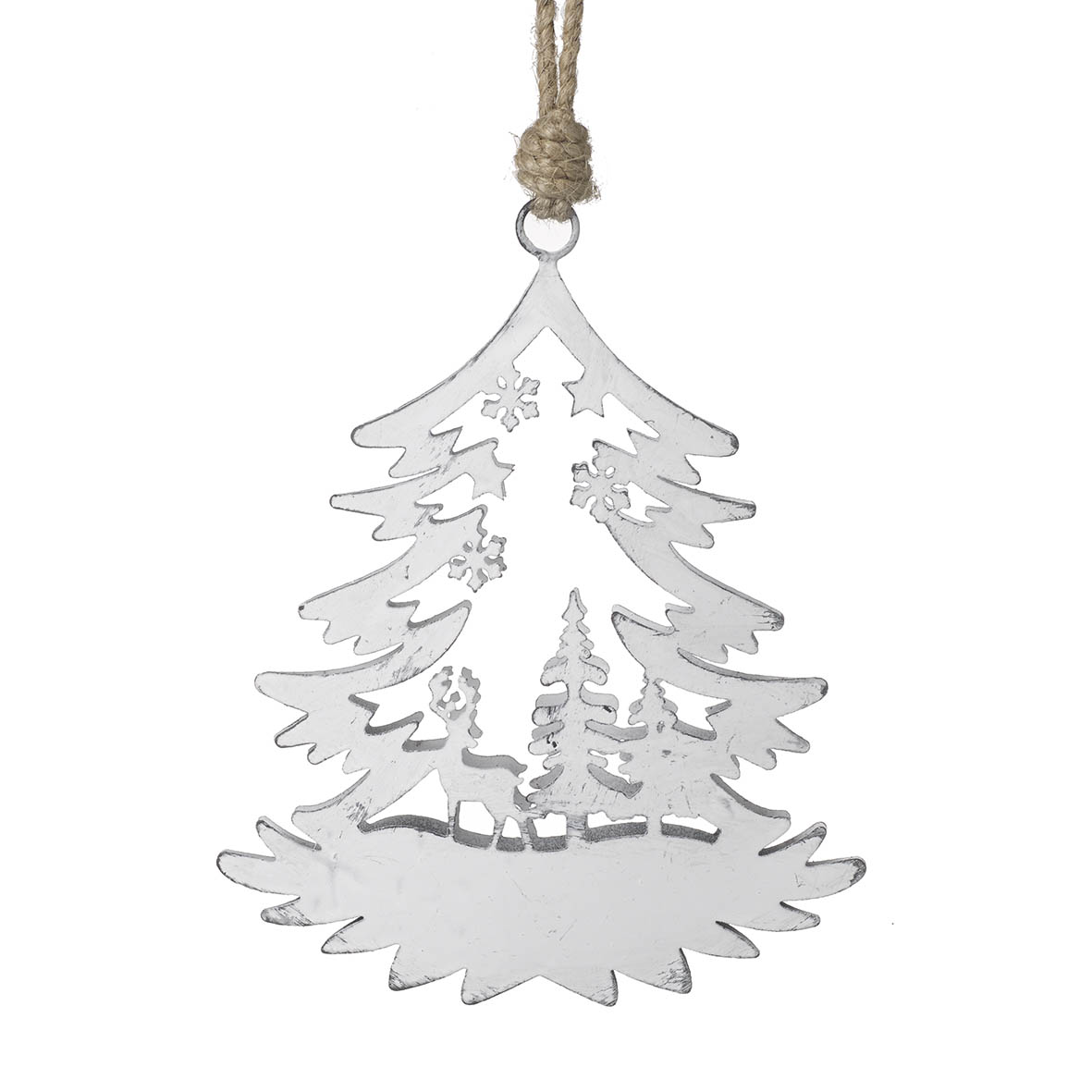 Ornament hanging 13x3x16 cm TREE white